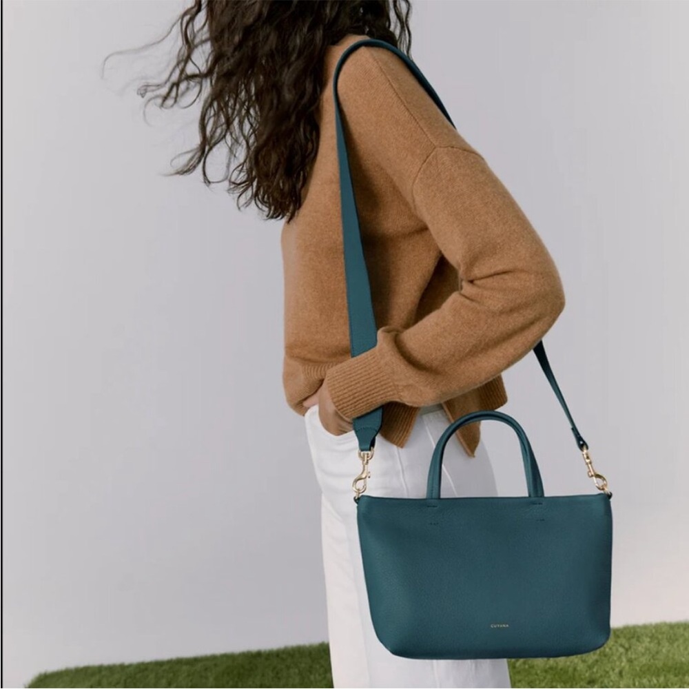 Cuyana Mini Easy Zipper Tote in Deep Ocean/Jade - Picture 10 of 10